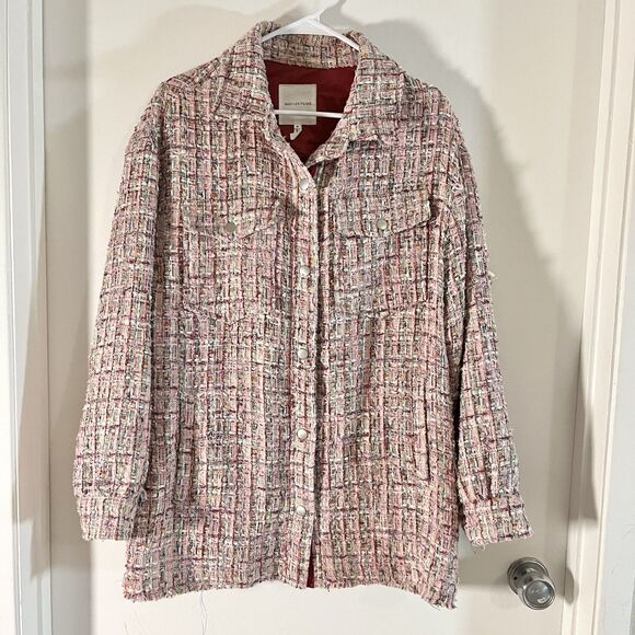 Avec Les Filles Long Pink Shacket in Spring Pinks size M Oversized - Picture 4 of 11